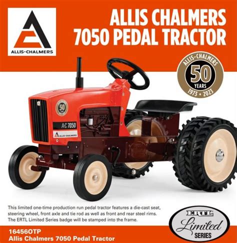 Allis Chalmers 7050 Maroon Belly Wf Pedal Tractor W Duals 50th