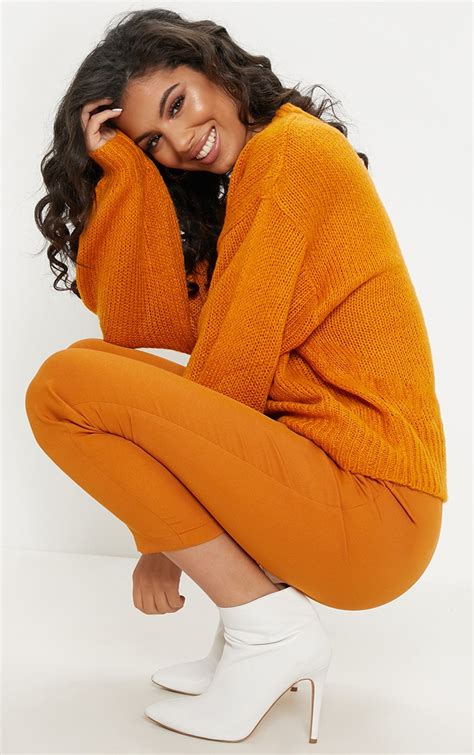 Orange Chunky Sweater Knitwear Prettylittlething Usa