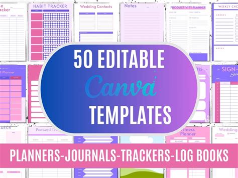 50 Editable Canva Planners Template Canva Digital Planner Template