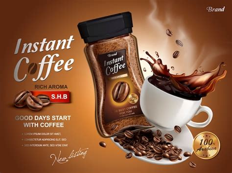 Premium Vector Instant Coffee Ad With Coffee Splash Elements Brown