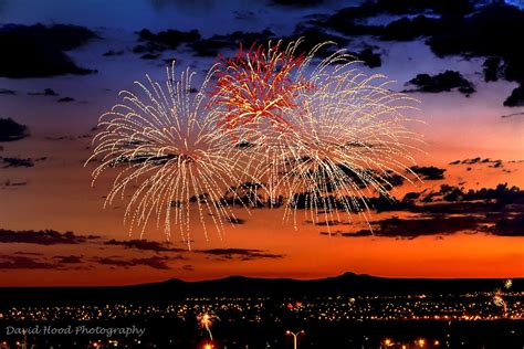 Fireworks And Sunset Composite David Hood Photography