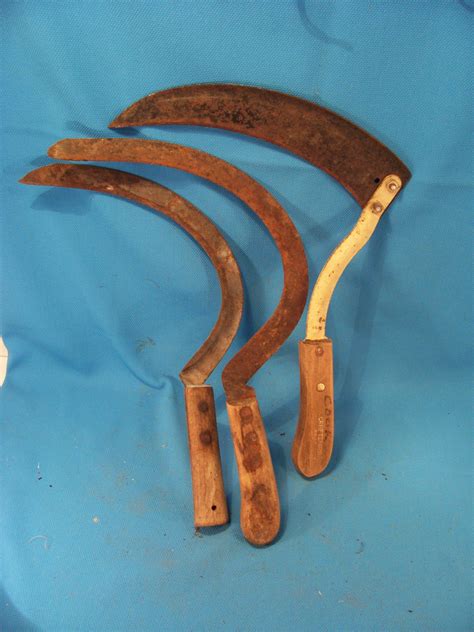 Rustic Antique Sickles And Hand Scythe Lot Of 3 Antique Farm Etsy