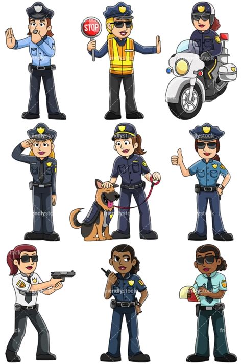 Female Police Officer Saluting Vector Cartoon Clipart FriendlyStock