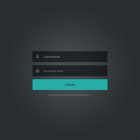 Dark Login Form Template Design With Username And Password Detai