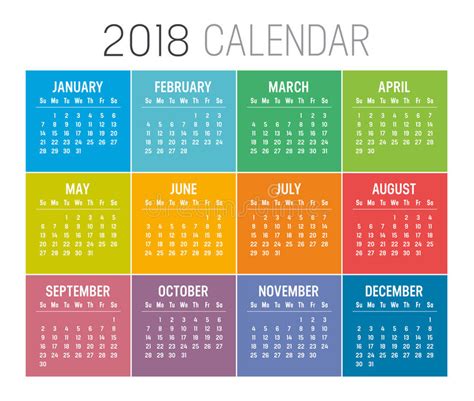2018 Calendar Color Post It Stock Vector Illustration Of Agenda