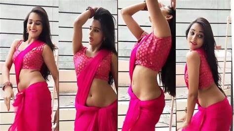 Stunning Moves In Saree Pink Saree Low Waist Saree Dancing Beautiful Navel Hot Saree