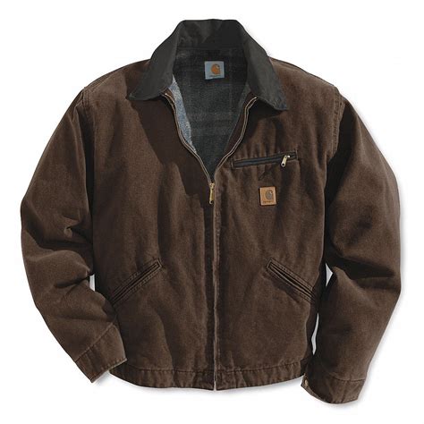Carhartt Jacket 100 Cotton Sandstone Duck Brown Zipper Closure Type
