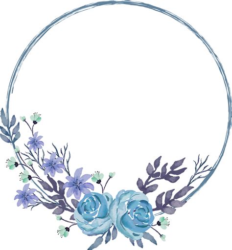 Beautiful Flower Wreath With Purple And Blue Flowers And Leaves