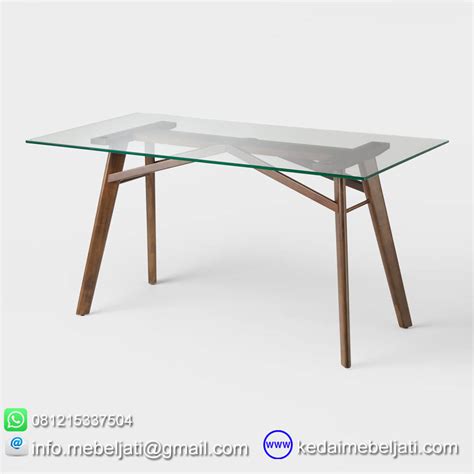 beli meja makan kaca model minimalis kayu jati jepara harga murah