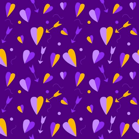 Premium Vector Vector Purple And Yellow Hearts On Purple Background
