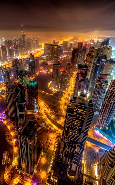 800x1280 Dubai Buildings Night Lights Top View 8k Nexus 7