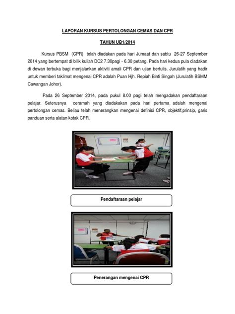 3 ?pertolongan cemas professionally coordinates by: Laporan Kursus Pertolongan Cemas Dan Cpr