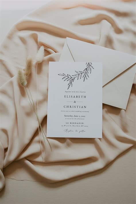 Modern Minimalist Wedding Invitation Template Set Wedding Etsy