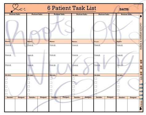 Cna Patient Task List Report Sheet For Patients Orange Etsy Uk