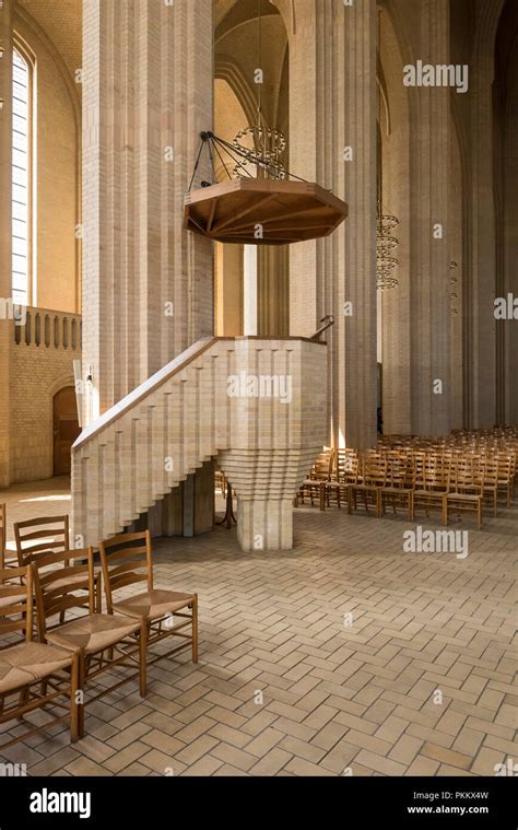 Copenhagen Denmark Grundtvigs Church Interior Pulpit And Chairs