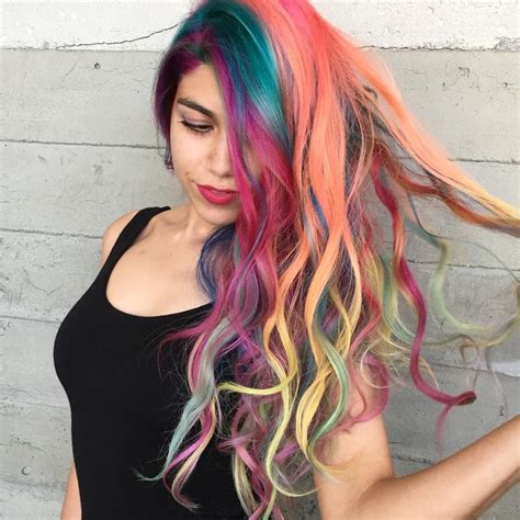 280 Me Gusta 11 Comentarios Color Rainbow Hair Los Angeles Hairhunter En Instagram Rings
