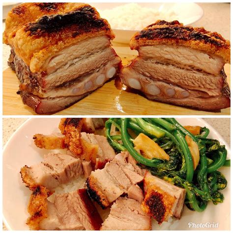 Homemade Cantonese Style Roast Pork Belly With Crispy Skin And Yu