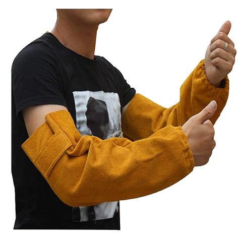 Leather Heat Resistant Welding Arm Sleeves Elastic Cuff Safety Work