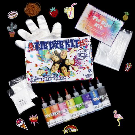 Tie Dye Kit With 8 Tie Dye Paint Colours Plus 10 Iron On Patches Our