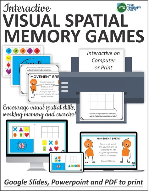 Visual Spatial Memory Games Interactive For Distance Learning Or