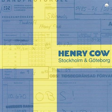 Henry Cow Stockholm And G”teborg Cd 2014 Rer Usa