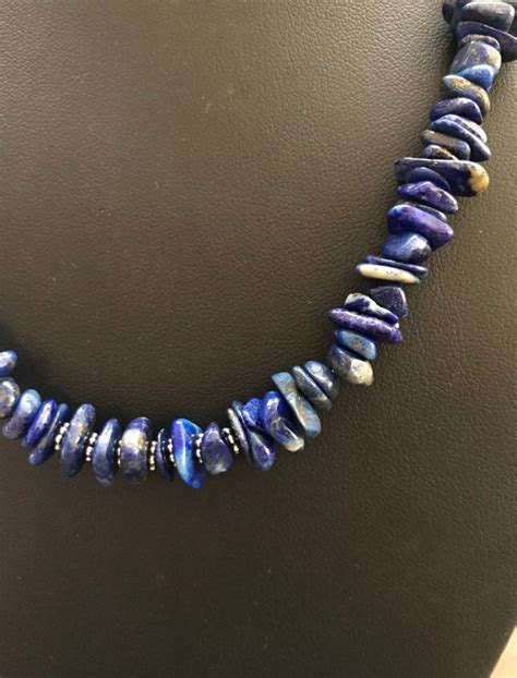 Sterling Silver Lapis Bead Necklace 18 Inch Etsy