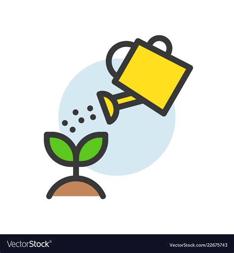 Water Can Watering Plant Icon Filled Line Flat Vector Image