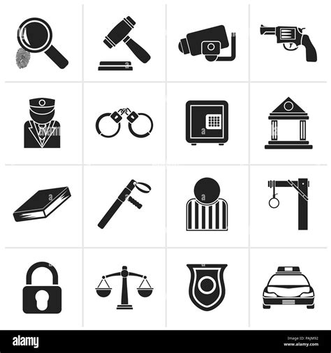 Black Law Police And Crime Icons Vector Icon Set Stock Vector Image And Art Alamy