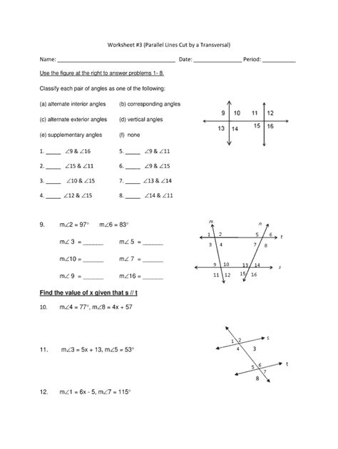 Https://tommynaija.com/worksheet/worksheet 3 Parallel Lines Cut By A Transversal Answer Key