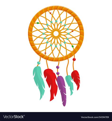 Colorful Dream Catcher Icon Cartoon Style Vector Image