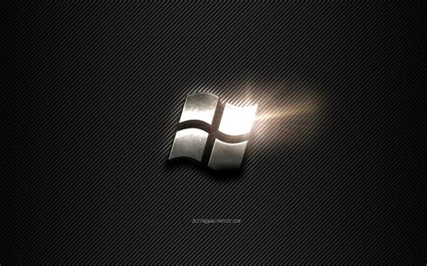 Download Wallpapers Windows Metal Logo Black Lines Ba