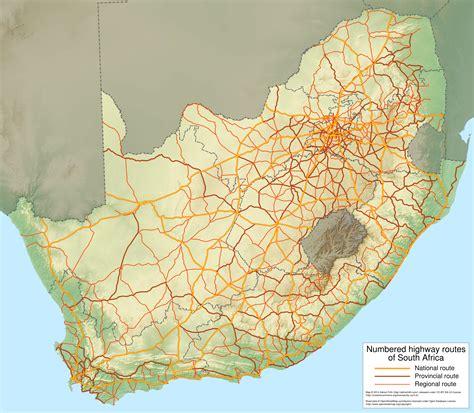 Major Highways Of South Africa Map By Adrian Frith Southafrica