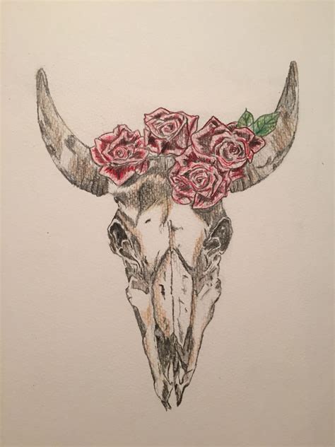 Bull Skull Drawing Skull Drawing Texas Art Body Art