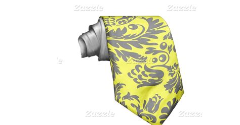 Yellow & Gray Vintage Floral Damasks Neck Tie | Zazzle.com | Vintage floral, Floral, Yellow ties