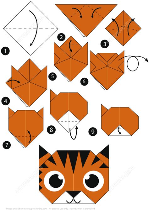 Give your puppy a face by drawing the eyes and nose! How to Make an Origami Tiger Face Step by Step ...