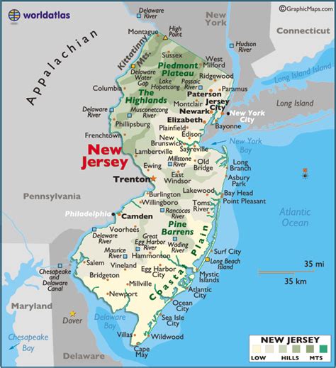 Map Of New Jersey Large Color Map