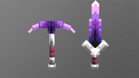 Amethyst Sword And Pickaxe 3d Model By Edge Itsedge 92e9eab