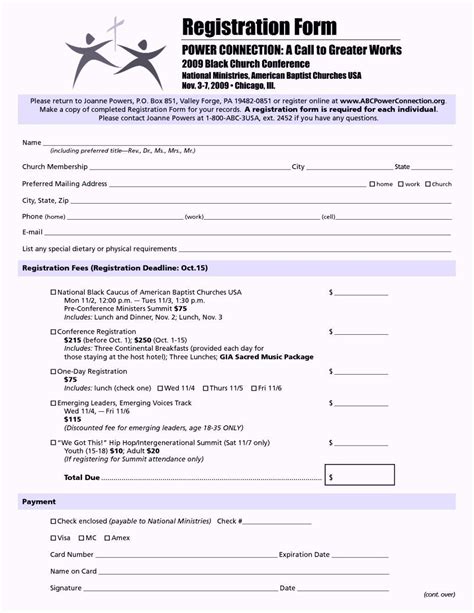 Registration Form Template Word Up To Date Church Conference