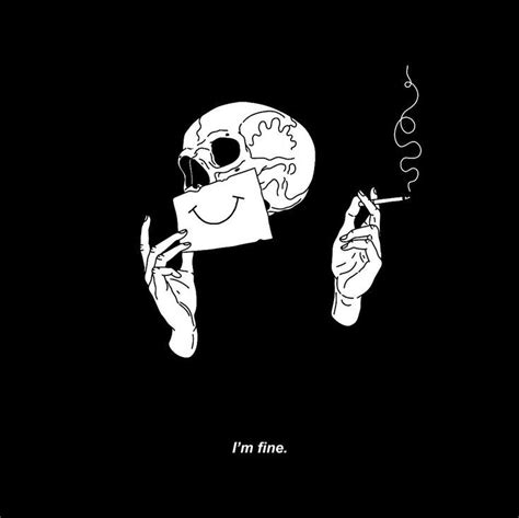 Im Fine Skull With A Paper Smile Goth Grunge Illustration Skull Art
