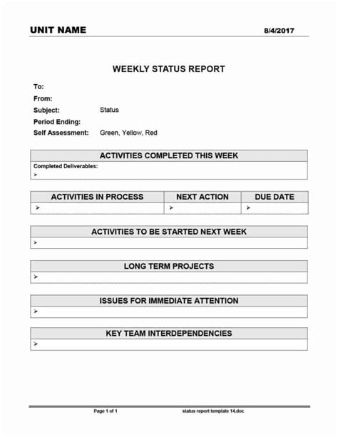 5 Weekly Status Report Template Word Excel Formats Writing Word