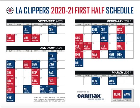Los Angeles Lakers Schedule 2021 Printable : Los Angeles Dodgers 2020