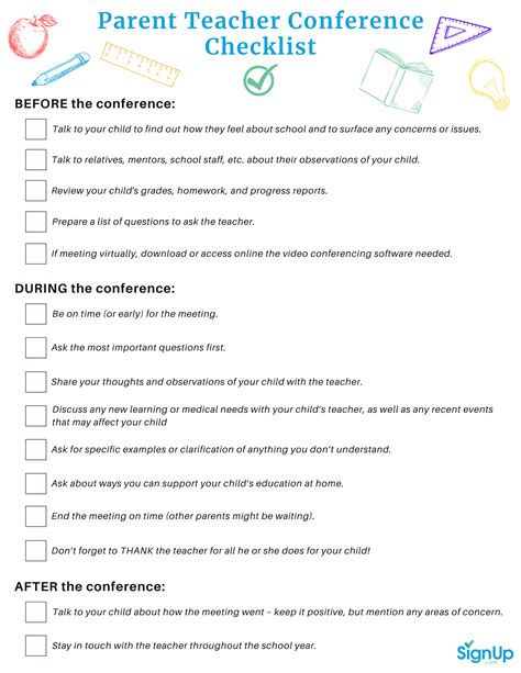 Parent Teacher Conference Checklist Tips For Parents SignUp Com