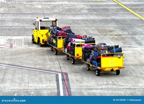Baggage Cars At An Airport Terminal Stock Image Image Of Terminal