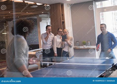 Startup Business Team Playing Ping Pong Tennis Stock Photo Image Of