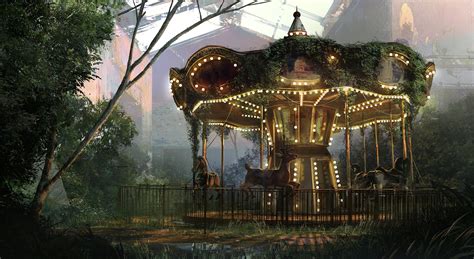 Video Games Night Park Concept Art The Last Of Us Carousel