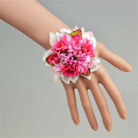 Multicolor Artificial Silk Flower Bridesmaid Wrist Corsageelastic Prom
