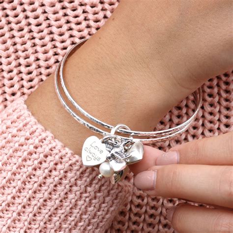 Personalised Sterling Silver Double Bangle Charm Set By Hurleyburley