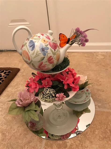 Tea Party Floral Teapot Centerpiece Etsy Teapot Centerpiece Tea