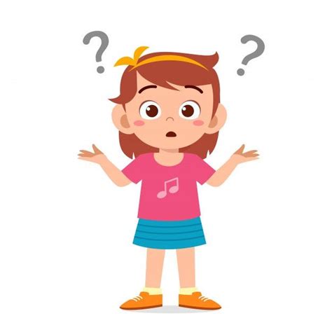 Premium Vector Cute Little Kid Girl Confused With Question Mark Art