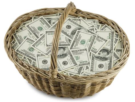 Money Wicker Basket Stock Photo Image 34758870
